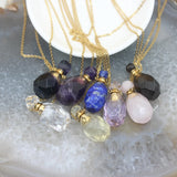 Faceted Gems Perfume Bottle Pendant Chain
