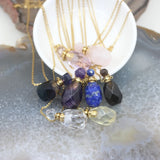 Faceted Gems Perfume Bottle Pendant Chain