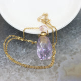 Faceted Gems Perfume Bottle Pendant Chain