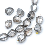 Faceted Glass Unique Beads 16mm Sparkly Grey (GM005-13) 38 beads
