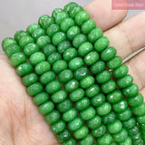 Faceted Green Rondelle Spacer Beads 15'' Strand