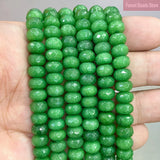 Faceted Green Rondelle Spacer Beads 15'' Strand