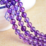 Faceted Amethyst Beads 6mm-10mm Round 128 Facets 13.5 Inch Strand