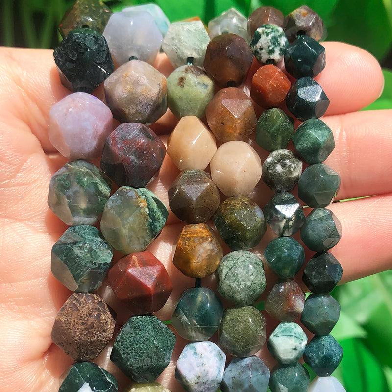 Faceted Agates Stone Beads Loose Spacer Beads DIY Bracelet 15'' 6 8 10mm