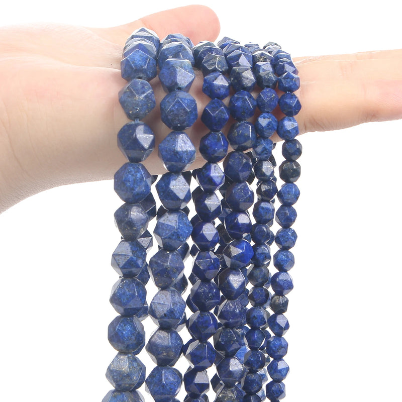 Faceted Lapis Lazuli Natural Stone Beads for Jewelry Making
