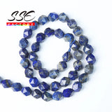 Faceted Lapis Lazuli Stone Beads Natural Gemstone Round Loose Space Beads
