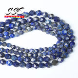 Faceted Lapis Lazuli Stone Beads Natural Gemstone Round Loose Space Beads