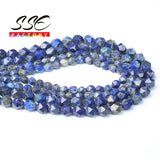 Faceted Lapis Lazuli Stone Beads Natural Gemstone Round Loose Space Beads