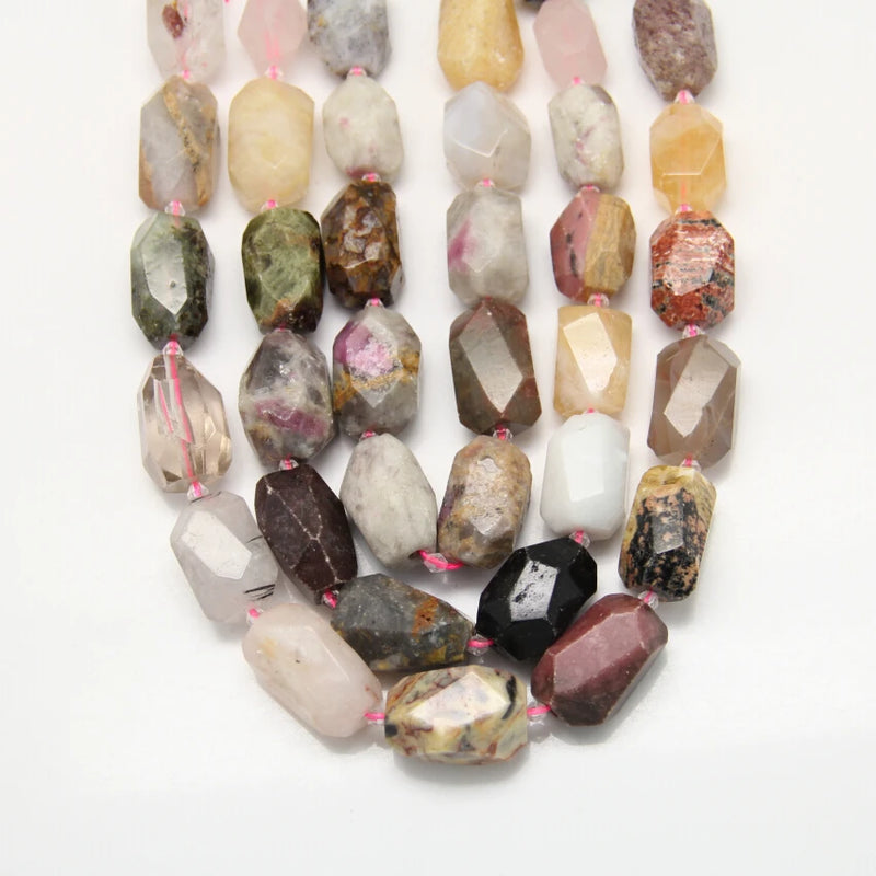 Faceted Mixed Natural Stones Loose Beads Pendants 12-16x20-28mm