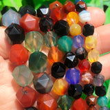 Faceted Multicolor Agates Stone Beads Natural Loose Spacer Beads