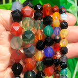 Faceted Multicolor Agates Stone Beads Natural Loose Spacer Beads
