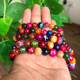 Faceted Multicolor Fire Agates Stone Beads Loose Spacer Round Beads 8/10/12mm