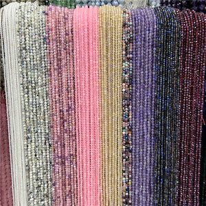 Faceted 2-3mm Zircon Quartz Amethyst Ruby Agate Seed Beads for Jewelry Making