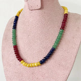 Faceted Emerald Ruby Sapphire 5*8mm Bead Women Necklace Gemstone Varnish