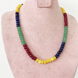Faceted Emerald Ruby Sapphire 5*8mm Bead Women Necklace Gemstone Varnish