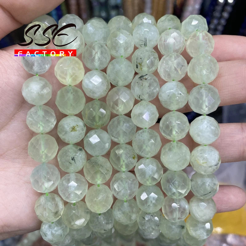 Faceted Prehnites Stone Beads Round Loose Spacer Beads 6 8 10mm