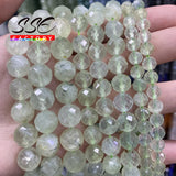Faceted Prehnites Stone Beads Round Loose Spacer Beads 6 8 10mm