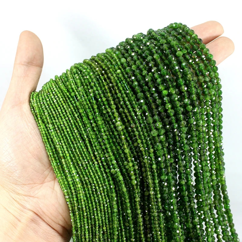 Green Diopside Small Seed Beads 2/3/4/5MM Loose Round Beads