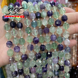 Green Purple Fluorite Stone Beads 8mm 15 Inches