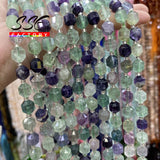 Green Purple Fluorite Stone Beads 8mm 15 Inches