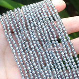 Faceted Natural Hematite Silver Round Loose Beads 2-12mm