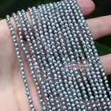 Faceted Natural Hematite Silver Round Loose Beads 2-12mm