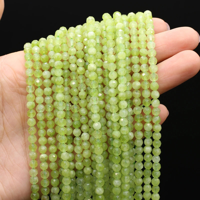 Natural Olivines Beads Round Shape Agates Loose Beaded 4mm