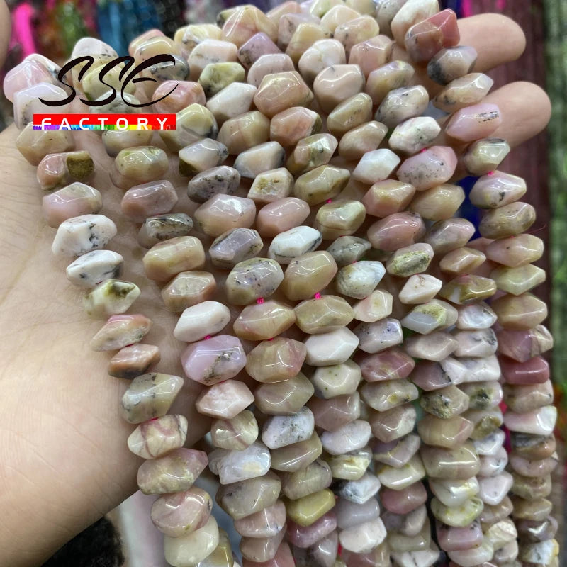Pink Opal Stone Beads Irregular Cut Loose Spacer Beads for Jewelry Making