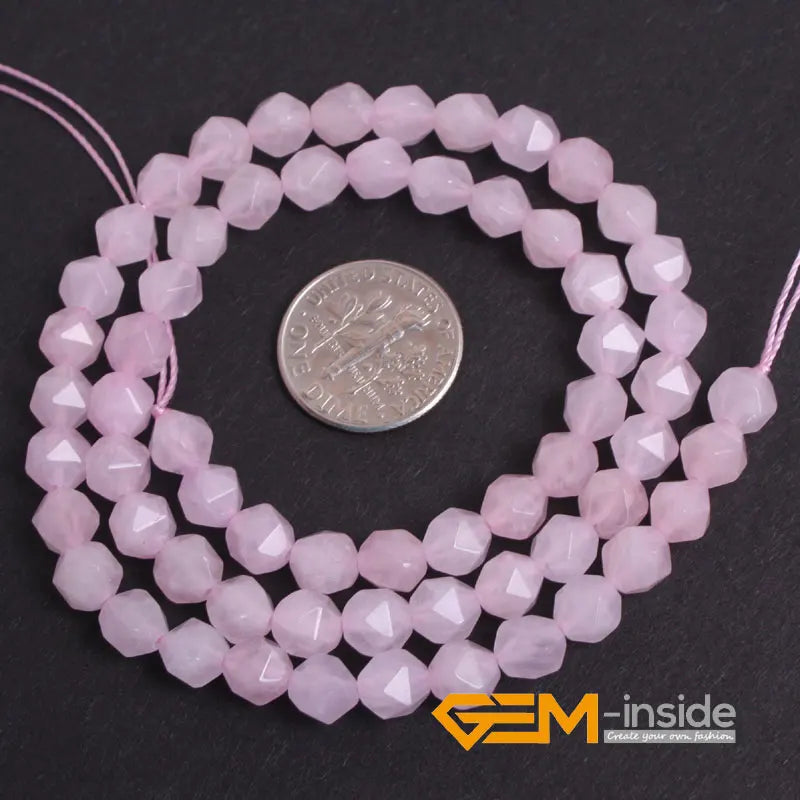 Natural Pink Rose Quartzs Beads Strand 15 Inches