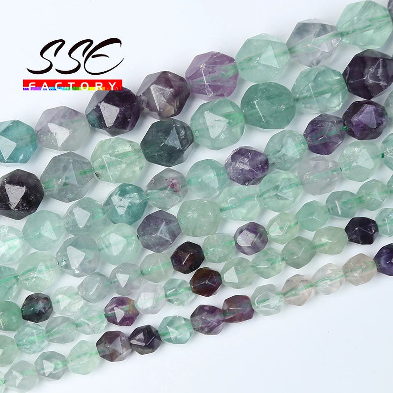 Purple Green Fluorite Beads Round Loose Spacer Stone Beads 6 8 10mm