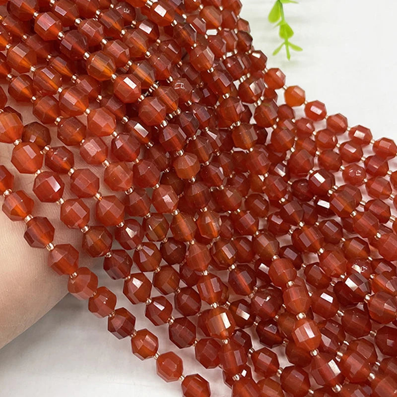 8mm Red Agate Beads Loose Stone Barrel Bead DIY Jewelry Making