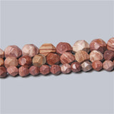Faceted Natural Stone Bead Stripe Jaspers Loose Beads 15''