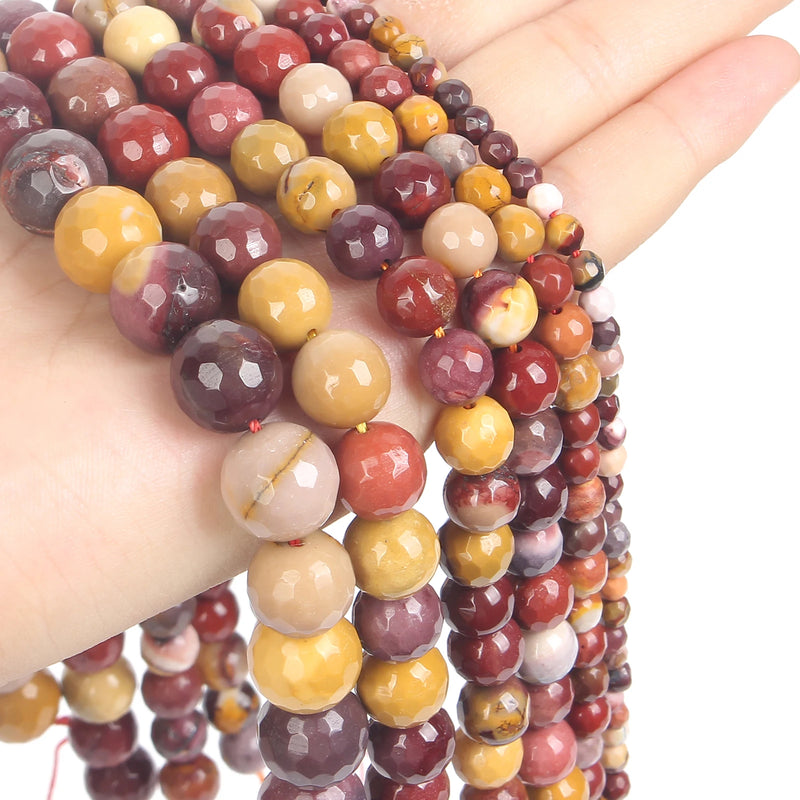 Faceted Mookaite Stone Beads Round 4-12MM