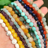 Natural Stone Beads Turquoises Agates Flat Round Loose Spacer Beads 6mm 7mm 15'