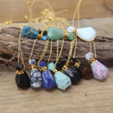 Natural Stone Crystal Oil Vial Pendant Necklace Healing Perfume Bottle
