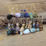 Natural Stone Crystal Oil Vial Pendant Necklace Healing Perfume Bottle