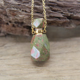 Natural Stone Crystal Oil Vial Pendant Necklace Healing Perfume Bottle