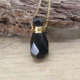 Natural Stone Crystal Oil Vial Pendant Necklace Healing Perfume Bottle