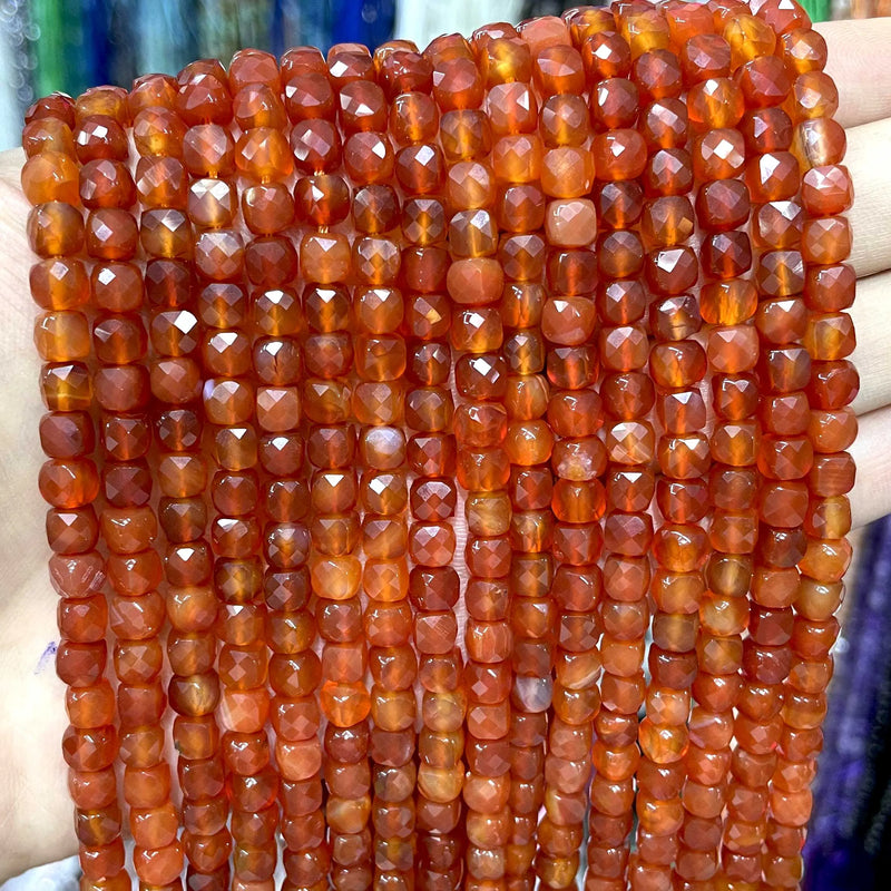 Red Agates Cube Spacer Beads 5mm Jewelry Making Accessories