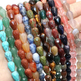 Faceted Natural Stone Water Drop Shape Beads Crystal Agates Loose Beads