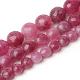 Faceted Natural Strawberry Quartz Jade Beads Round Loose Spacer Beads