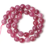 Faceted Natural Strawberry Quartz Jade Beads Round Loose Spacer Beads