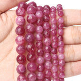 Faceted Natural Strawberry Quartz Jade Beads Round Loose Spacer Beads