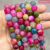 12mm Tourmaline Dream Fire Dragon Veins Agates Round Loose Beads 15'' Strand