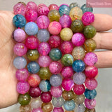 12mm Tourmaline Dream Fire Dragon Veins Agates Round Loose Beads 15'' Strand