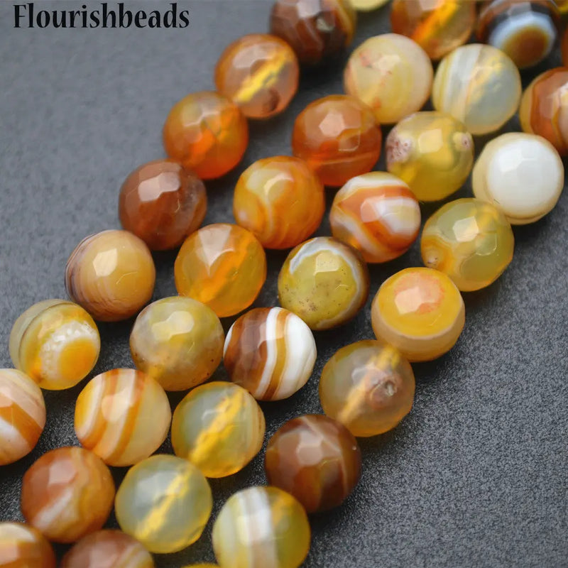 Natural Yellow Banded Agate Round Loose Beads 8mm 10mm 12mm