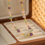 Rainbow Gemstone Beaded Necklace 14K Filled Collier Femme Women