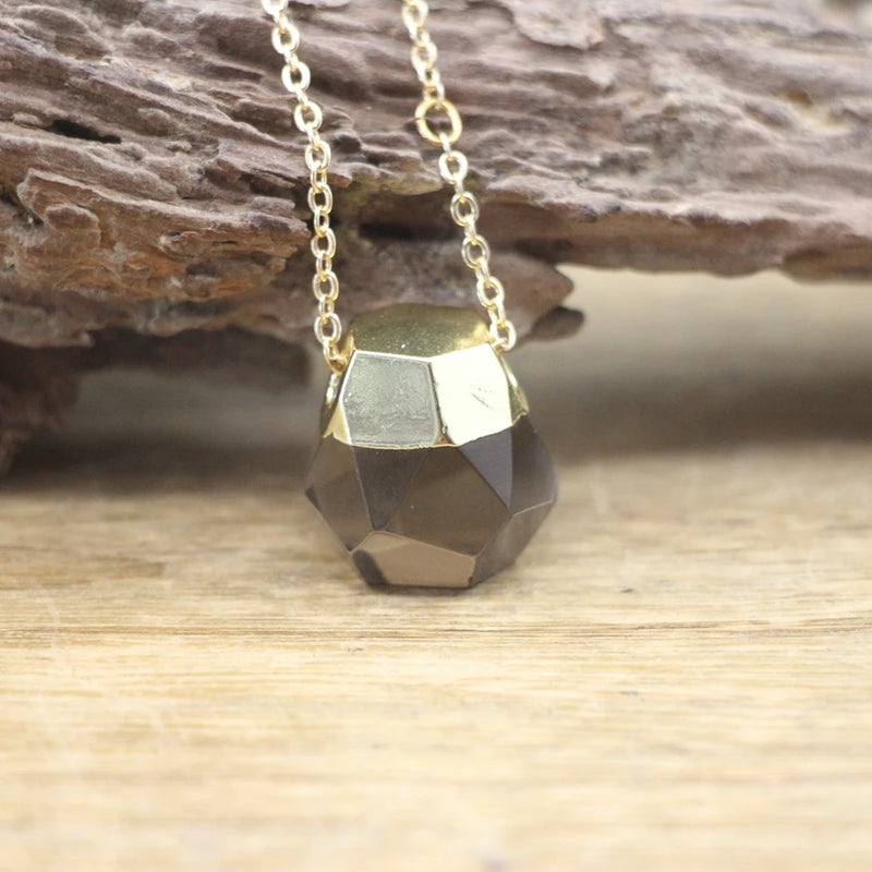 Faceted Nugget Crystal Pendants Necklace, Amethysts Quartz Citrines Charms
