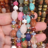 Faceted Olive Abacus Spacer Beads Necklace Natural Stone Agate Rose Quartz