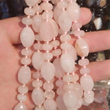 Faceted Olive Abacus Spacer Beads Necklace Natural Stone Agate Rose Quartz